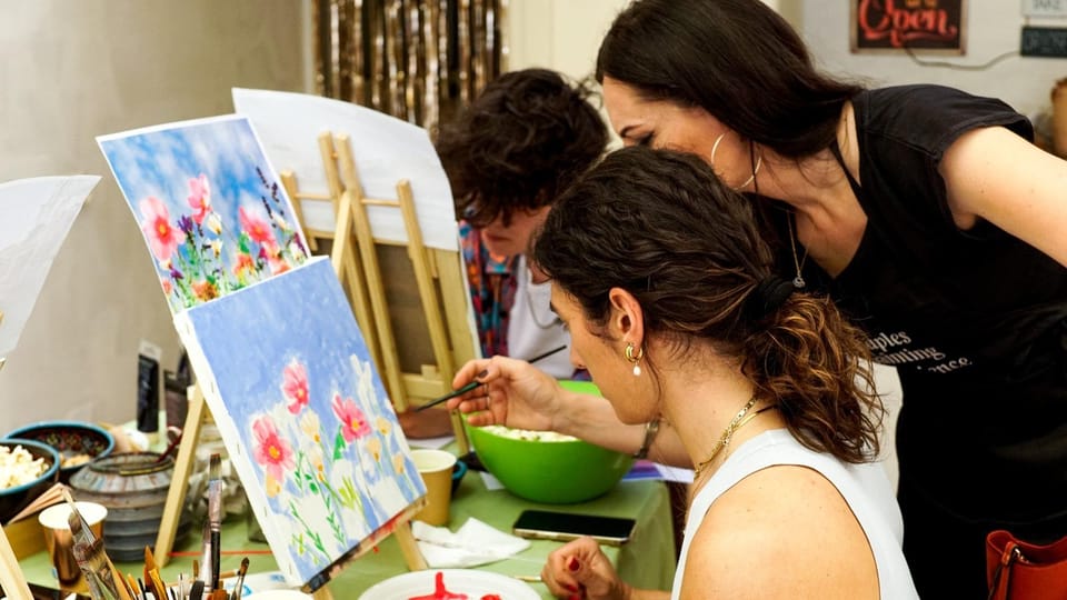 Art Workshop in Naples city centre with Aperitif - The Painting Part: A Naples Centerpiece on a 30 x 30 Canvas