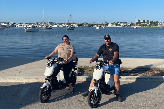 Electric Moped Tour of Naples Florida Family Fun and Easy To Ride - Stop 1: Shoppes at Dockside for Easy Momentum
