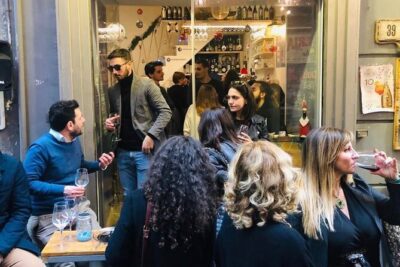 Napoli Pub Crawl in the Old Town - Piazza Bellini after the games start: where the night lands