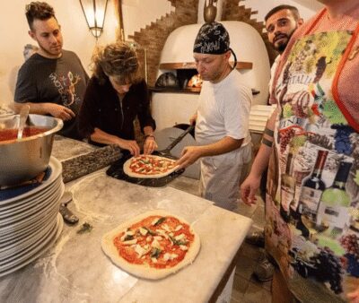 Pizza-Making Workshop by night with glass of wine - Finding Naplesbay Cooking Lab near Duomo (and why location matters)